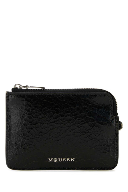 Alexander Mcqueen Men Black Leather Card Holder by Luosophy