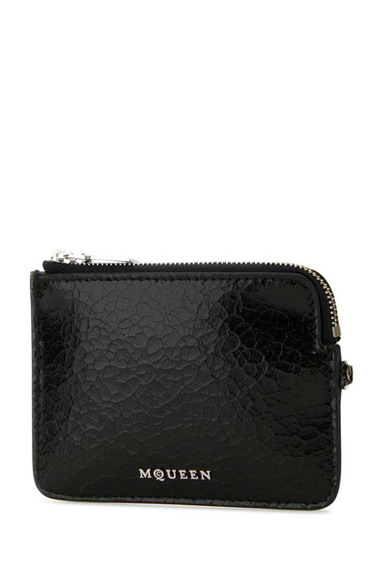 Alexander Mcqueen Men Black Leather Card Holder by Luosophy