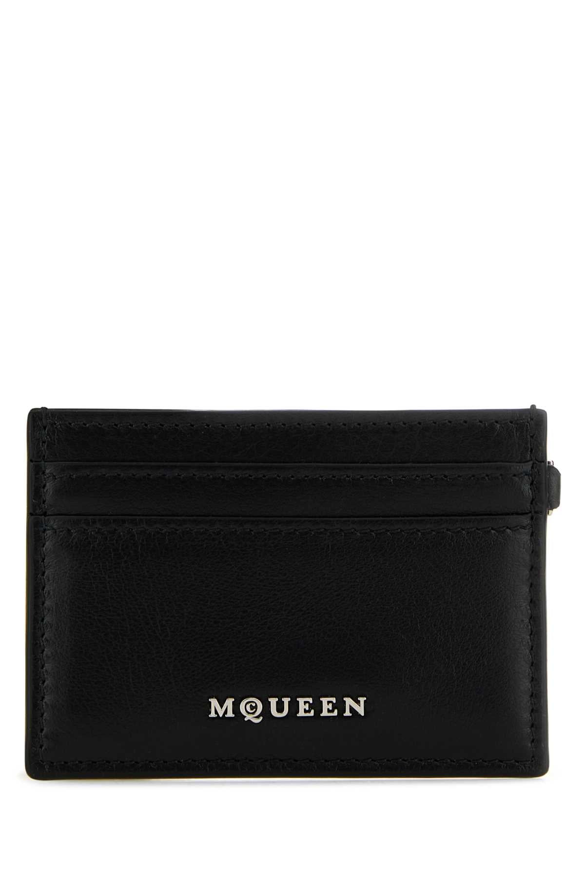 Alexander Mcqueen Women Black Leather Sling Card Holder by Luosophy