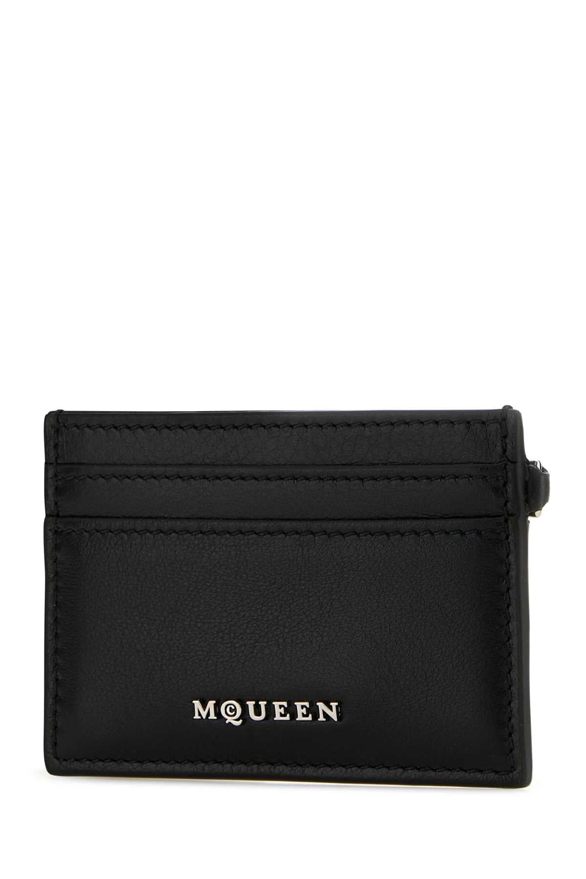 Alexander Mcqueen Women Black Leather Sling Card Holder by Luosophy