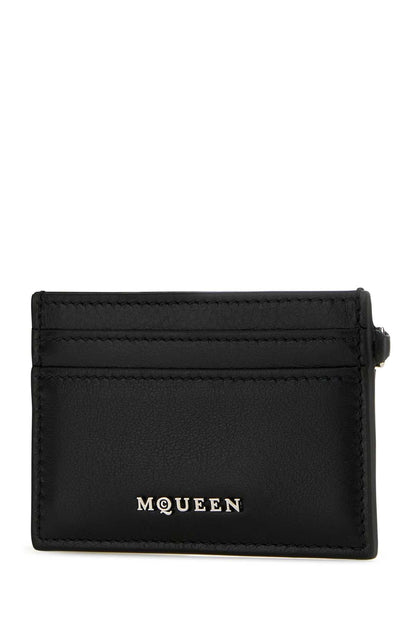 Alexander Mcqueen Women Black Leather Sling Card Holder by Luosophy