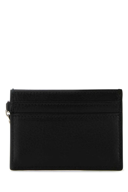 Alexander Mcqueen Women Black Leather Sling Card Holder by Luosophy
