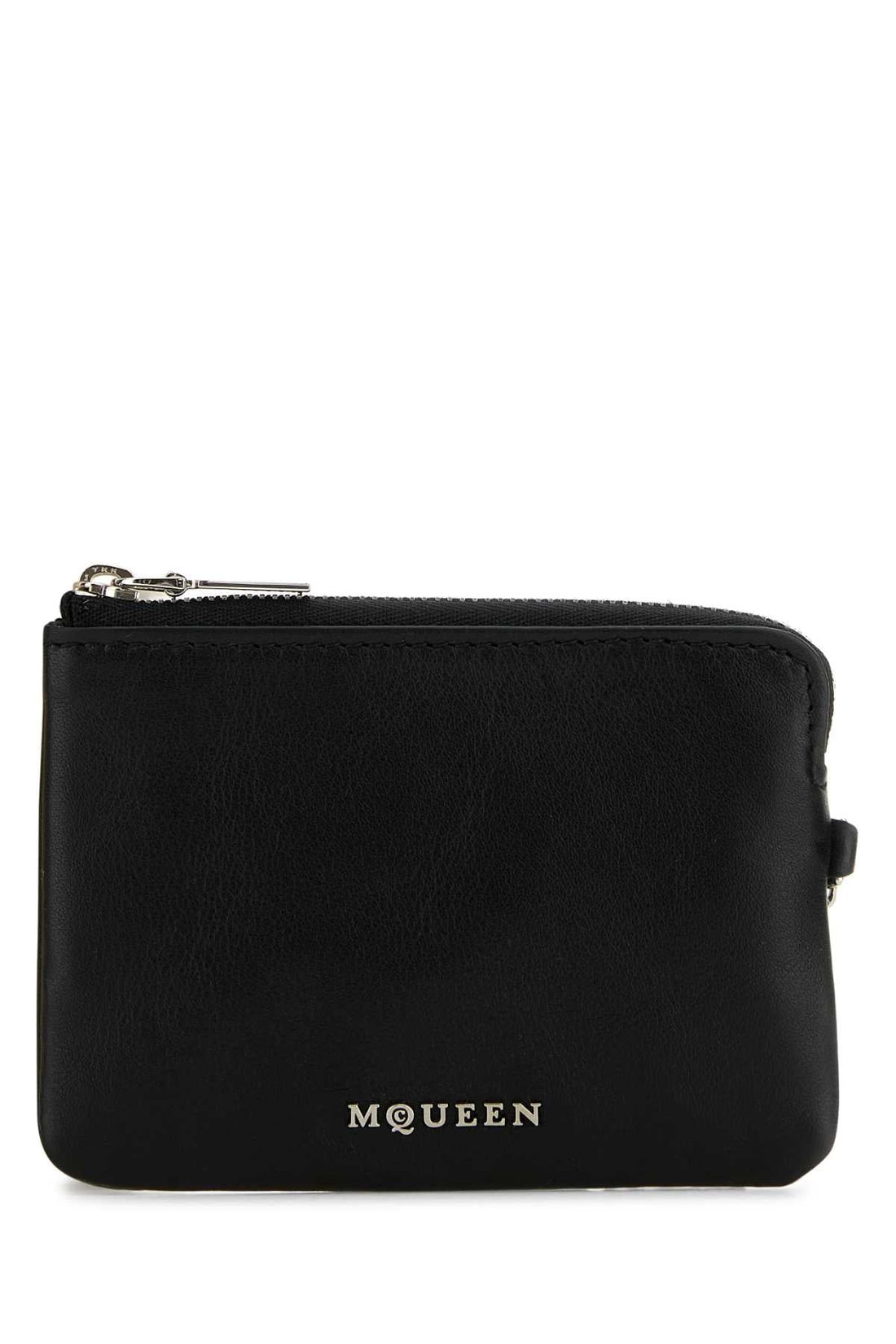Alexander Mcqueen Women Black Leather Sling Card Holder by Luosophy