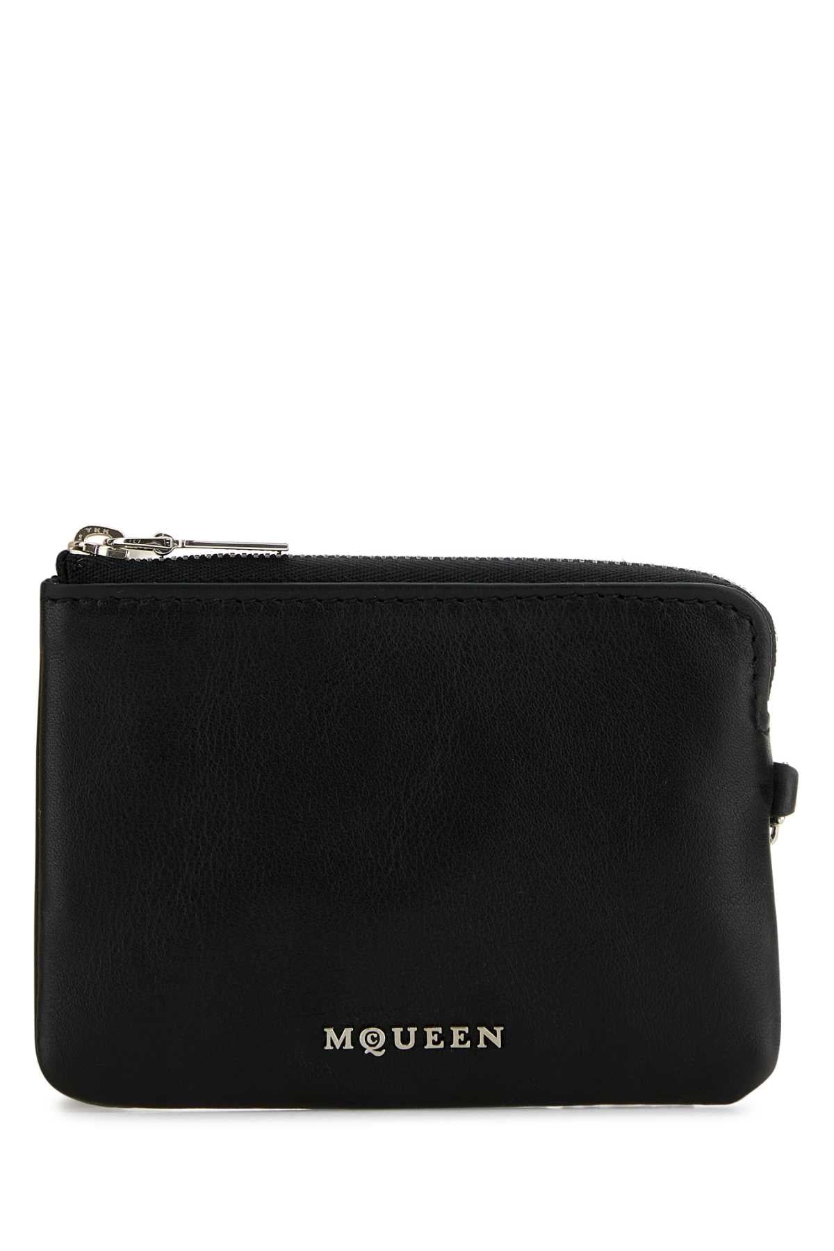 Alexander Mcqueen Women Black Leather Sling Card Holder by Luosophy