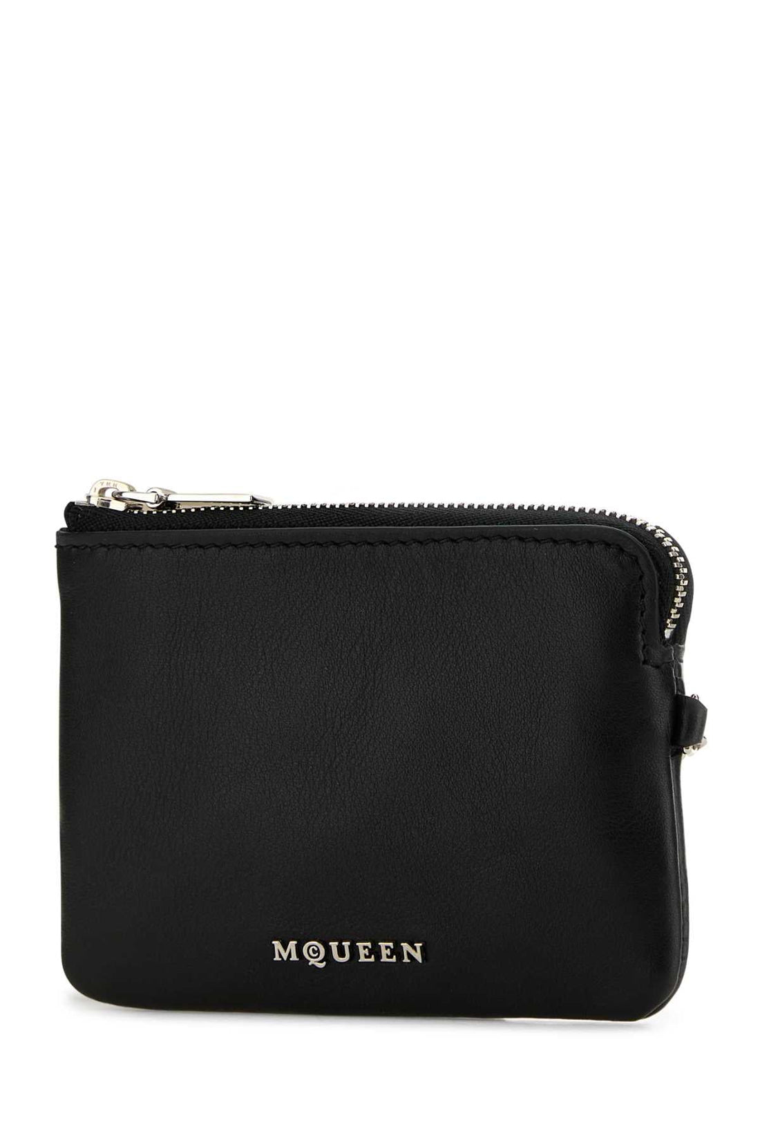 Alexander Mcqueen Women Black Leather Sling Card Holder by Luosophy