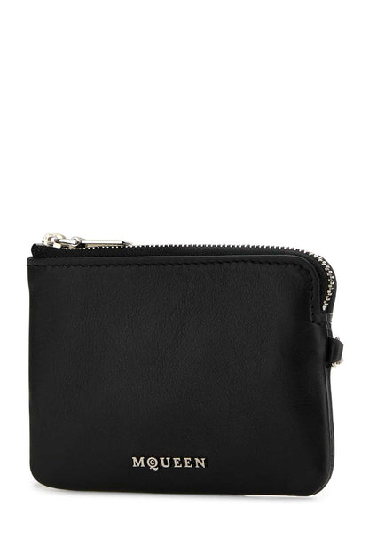 Alexander Mcqueen Women Black Leather Sling Card Holder by Luosophy