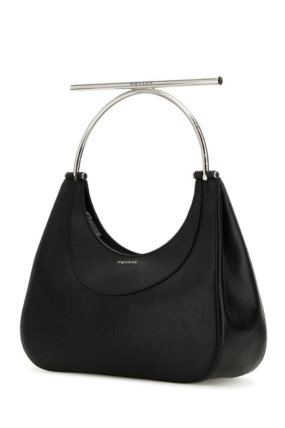 Alexander Mcqueen Women Black Leather Cross-Bar Handbag by Luosophy