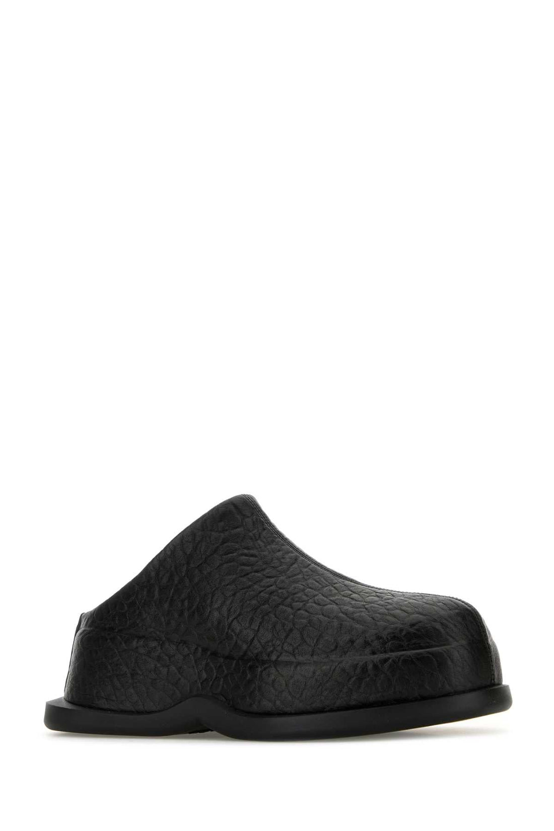 Alexander Mcqueen Women Black Leather Wave Slippers by Luosophy