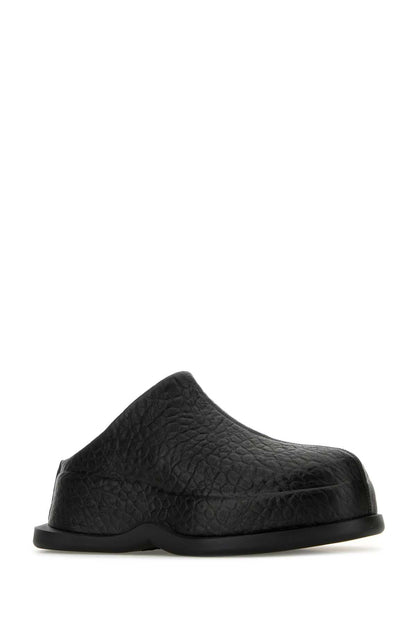 Alexander Mcqueen Women Black Leather Wave Slippers by Luosophy