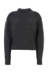 Alexander Mcqueen Women Melange Dark Grey Stretch Wool Blend Sweater by Luosophy