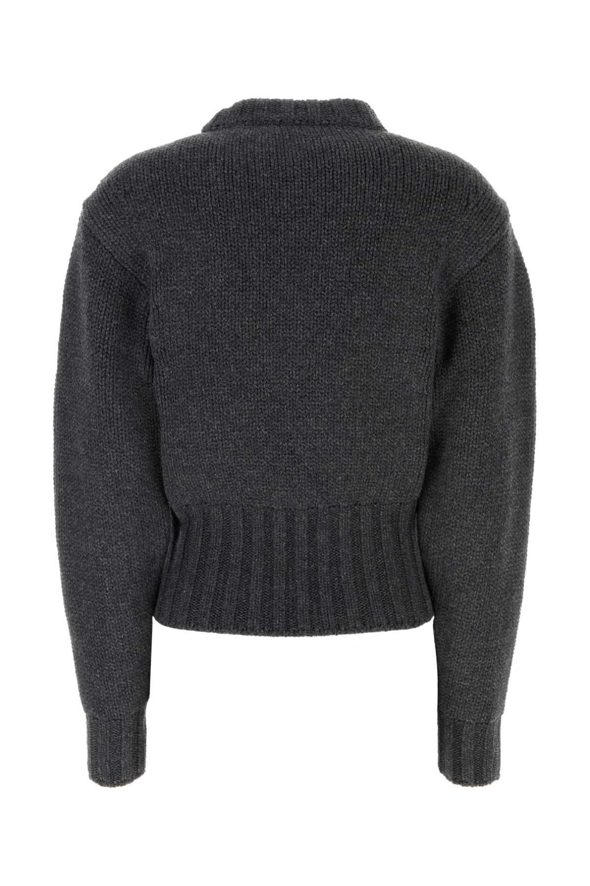 Alexander Mcqueen Women Melange Dark Grey Stretch Wool Blend Sweater by Luosophy