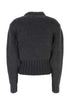 Alexander Mcqueen Women Melange Dark Grey Stretch Wool Blend Sweater 