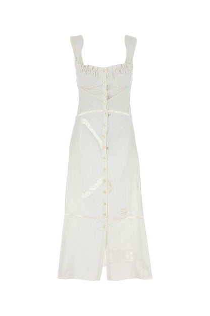 Marine Serre Women White Cotton Dress by Luosophy