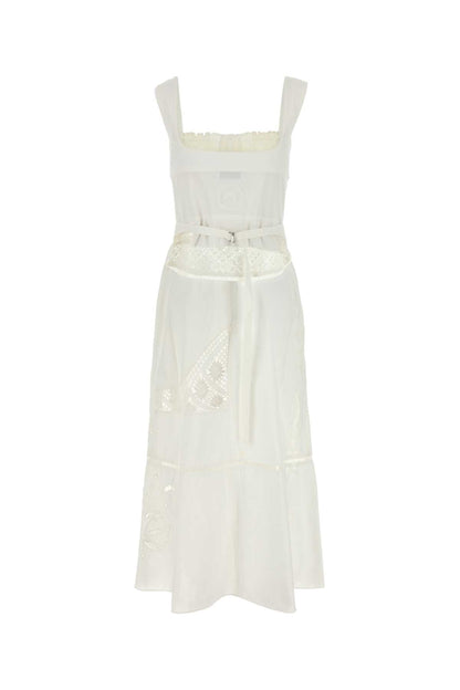 Marine Serre Women White Cotton Dress by Luosophy
