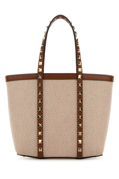 Valentino Garavani Women Two-Tone Canvas Medium Rockstud Handbag by Luosophy