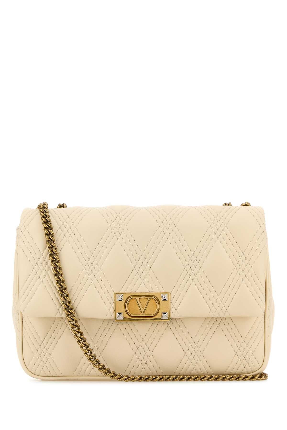 Valentino Garavani Women Ivory Nappa Leather Large Quiltie 67 Shoulder Bag by Luosophy