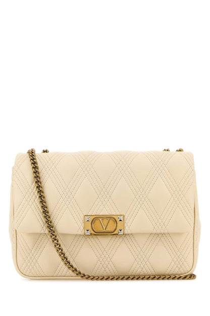 Valentino Garavani Women Ivory Nappa Leather Large Quiltie 67 Shoulder Bag by Luosophy