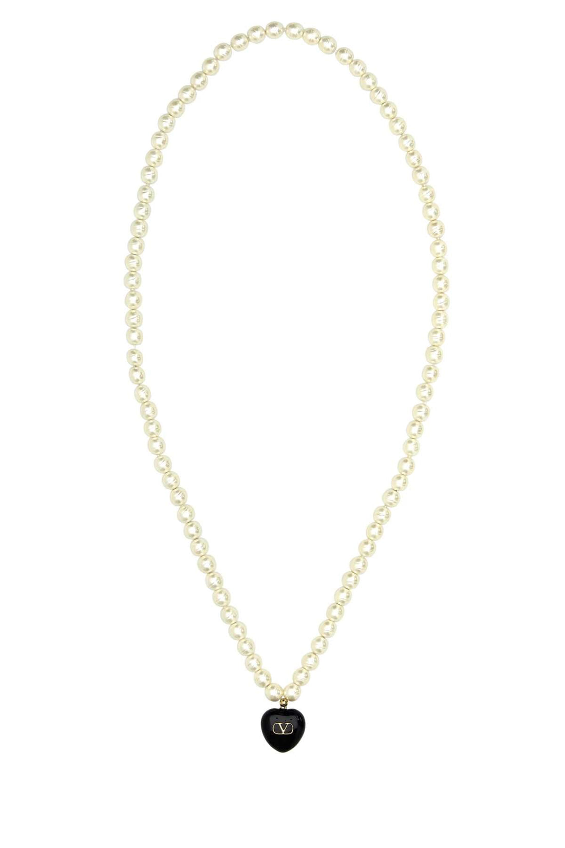 Valentino Garavani Women Ivory Pearls Coeur Royal Necklace by Luosophy