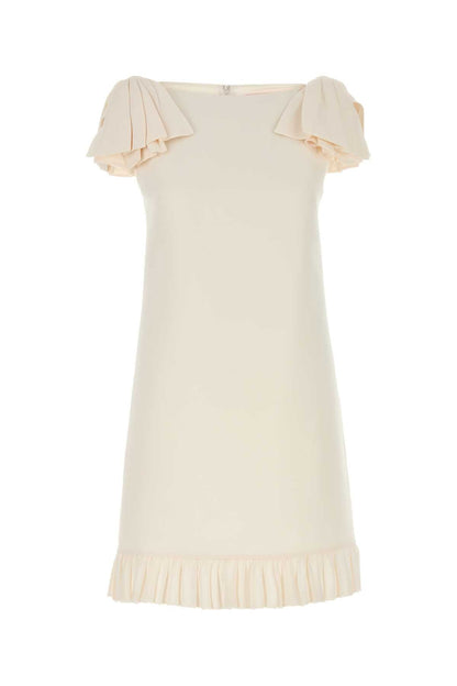 Valentino Garavani Women Ivory Wool Blend Dress by Luosophy
