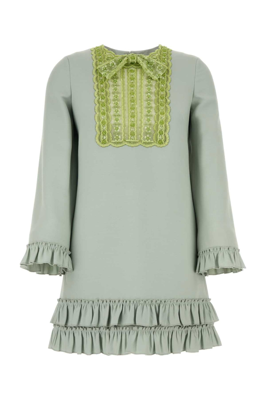 Valentino Garavani Women Mint Green Wool Blend Mini Dress by Luosophy