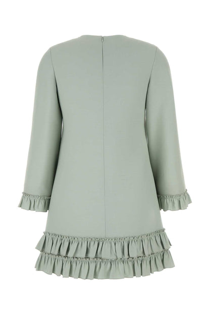 Valentino Garavani Women Mint Green Wool Blend Mini Dress by Luosophy