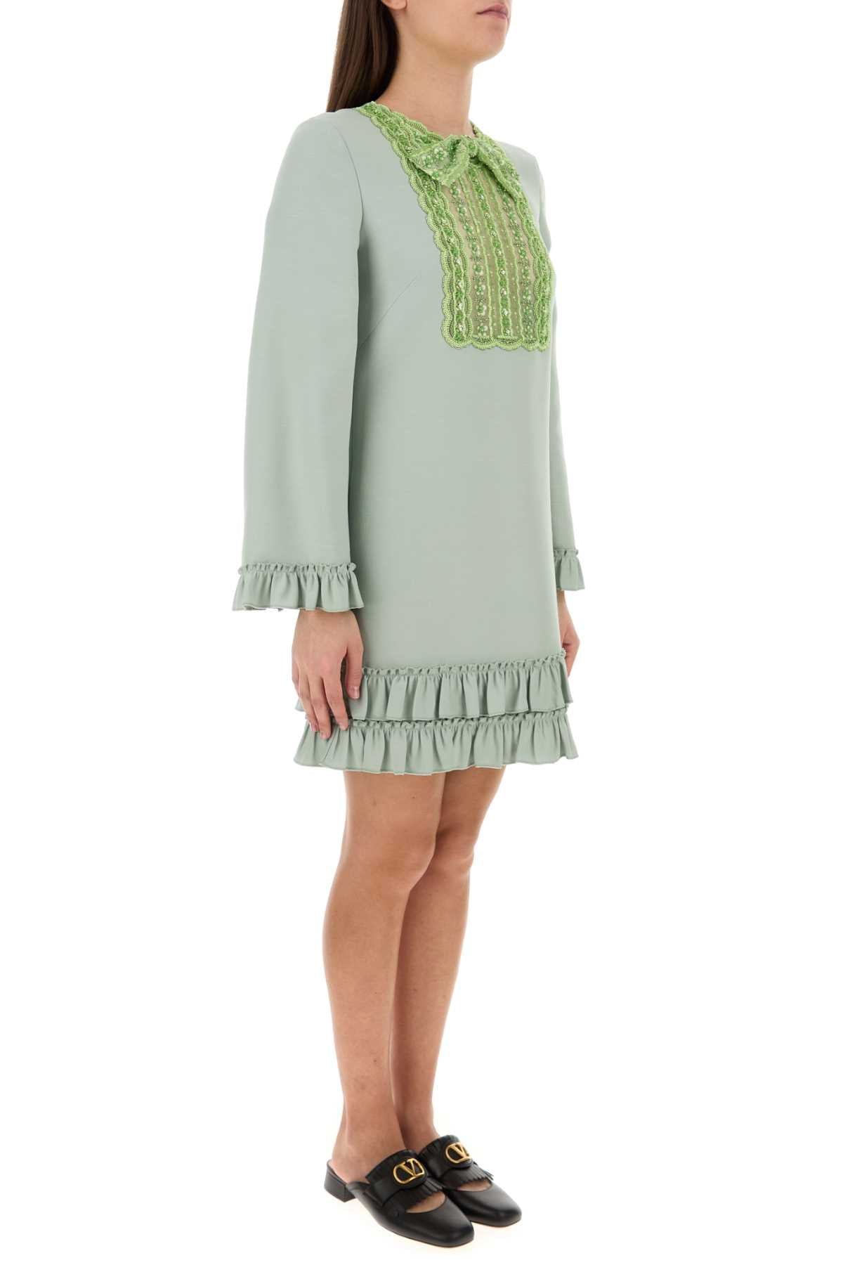 Valentino Garavani Women Mint Green Wool Blend Mini Dress by Luosophy