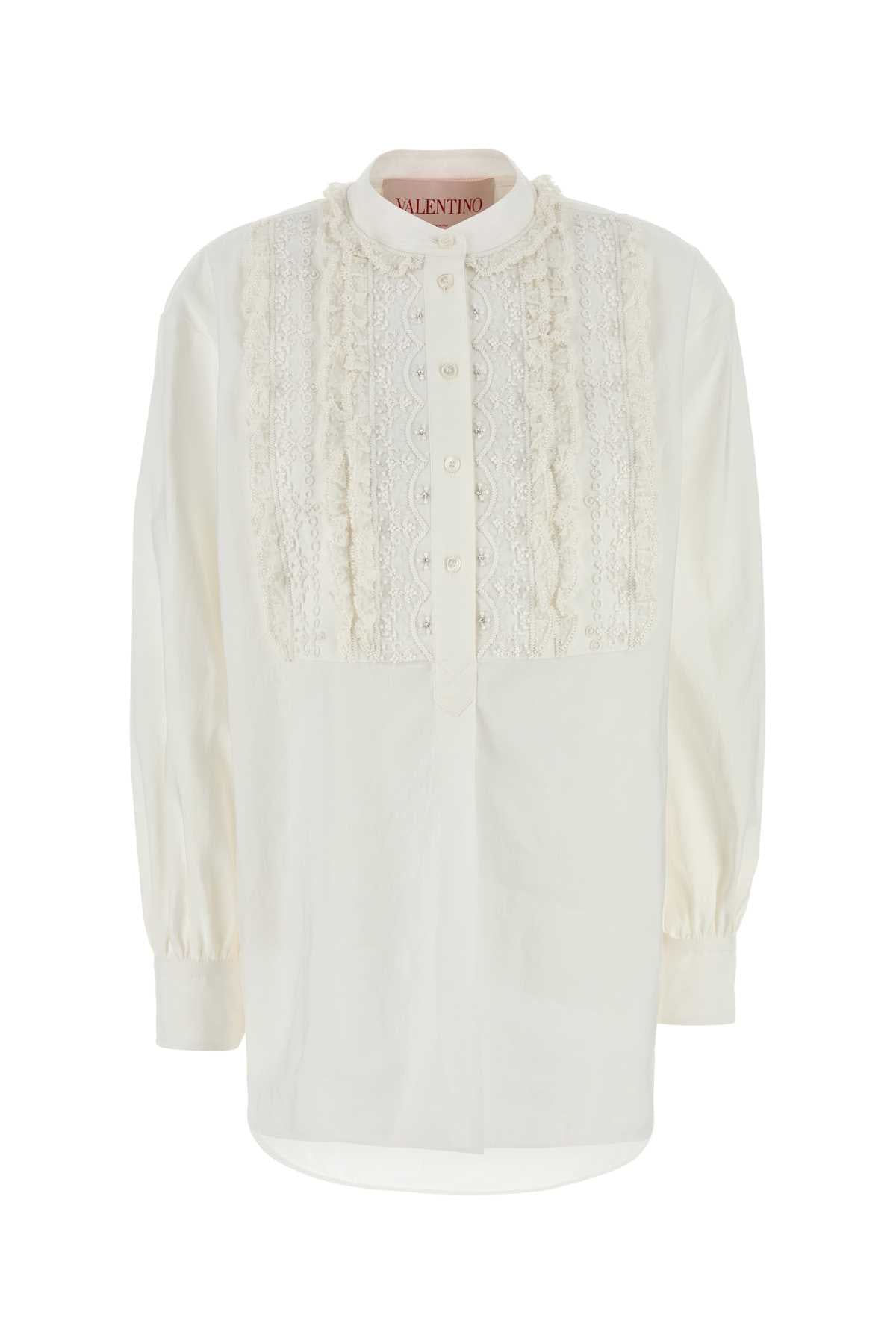 Valentino Garavani Women White Cotton Blend Blouse by Luosophy