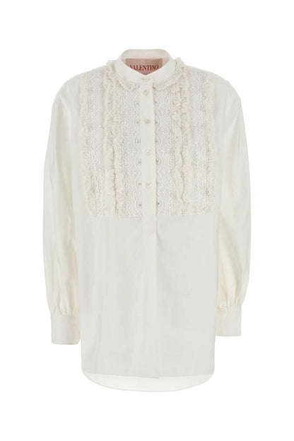 Valentino Garavani Women White Cotton Blend Blouse by Luosophy