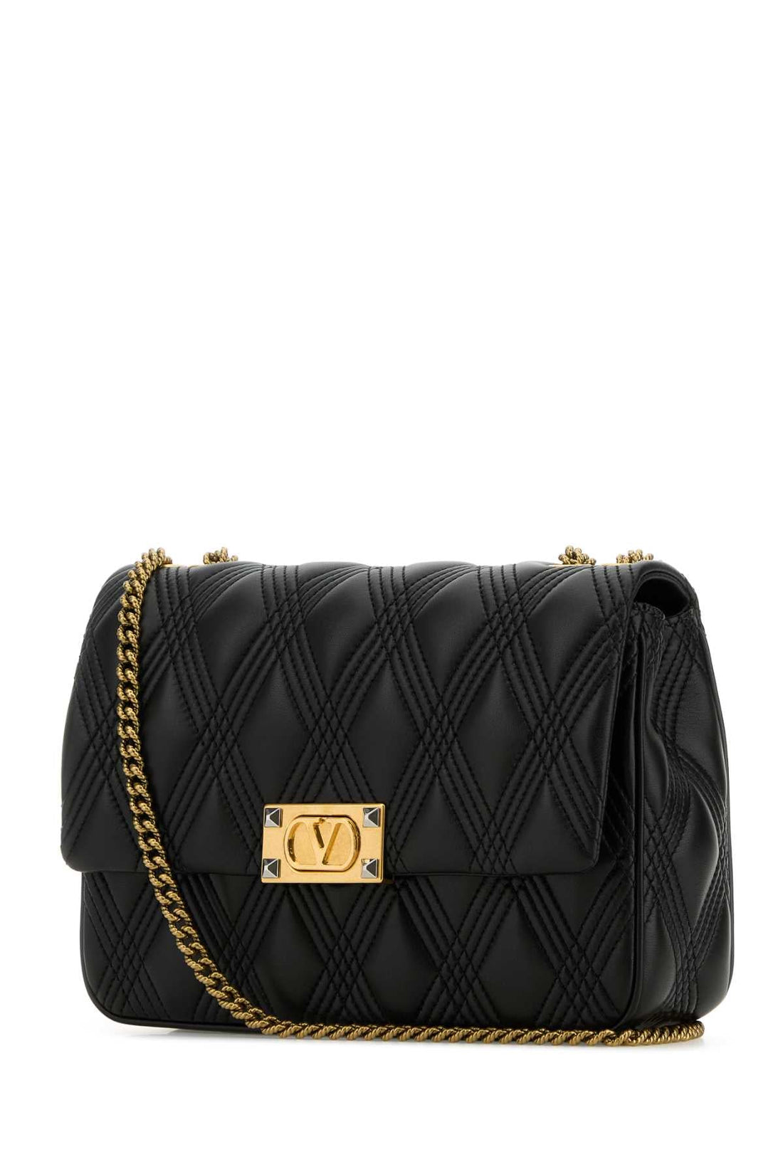 Valentino Garavani Women Black Nappa Leather Large Quiltie 67 Shoulder Bag by Luosophy