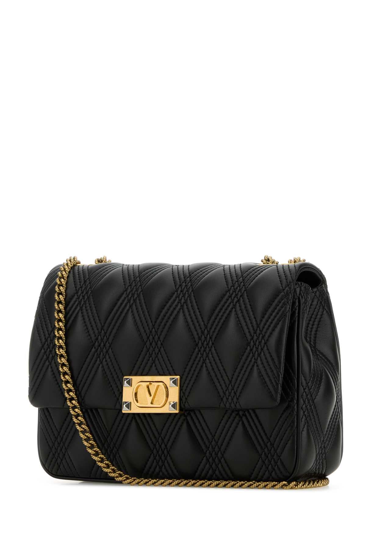 Valentino Garavani Women Black Nappa Leather Large Quiltie 67 Shoulder Bag by Luosophy