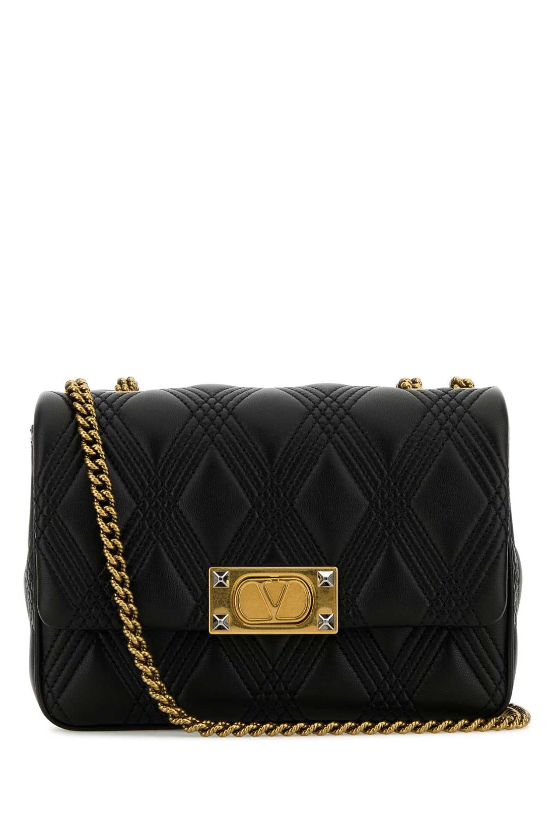 Valentino Garavani Women Black Nappa Leather Medium Quiltie 67 Shoulder Bag by Luosophy