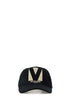 Valentino Garavani Women Black Cotton Baseball Cap by Luosophy