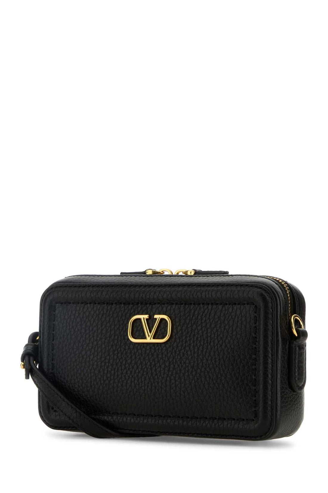 Valentino Garavani Women Black Leather Vlogo Crossbody Bag by Luosophy