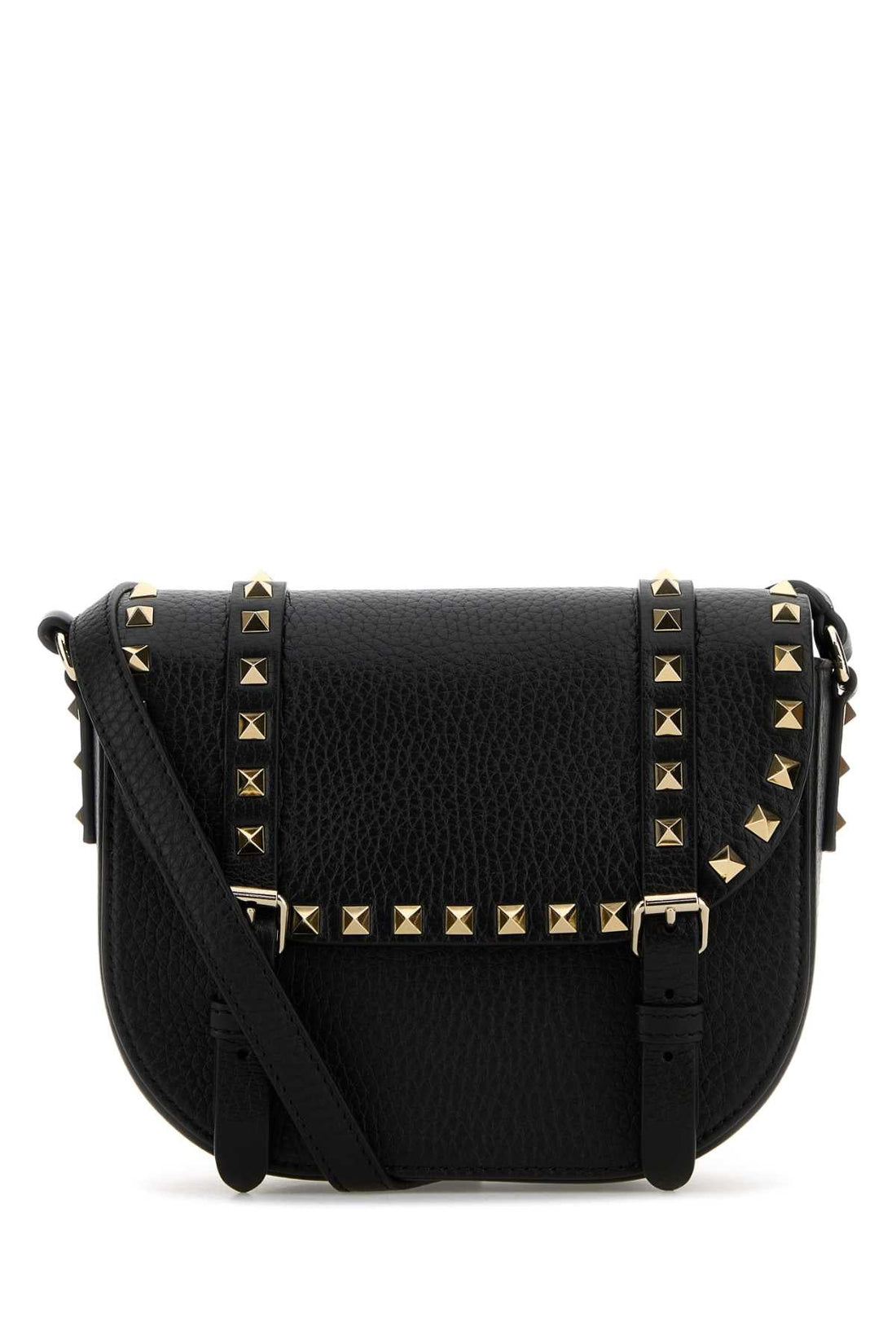 Valentino Garavani Women Black Leather Rockstud Crossbody Bag by Luosophy