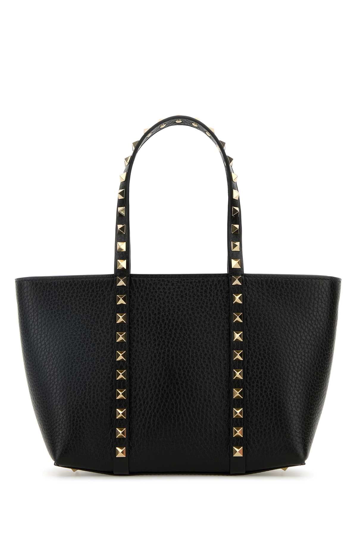 Valentino Garavani Women Black Leather Medium Rockstud Handbag by Luosophy