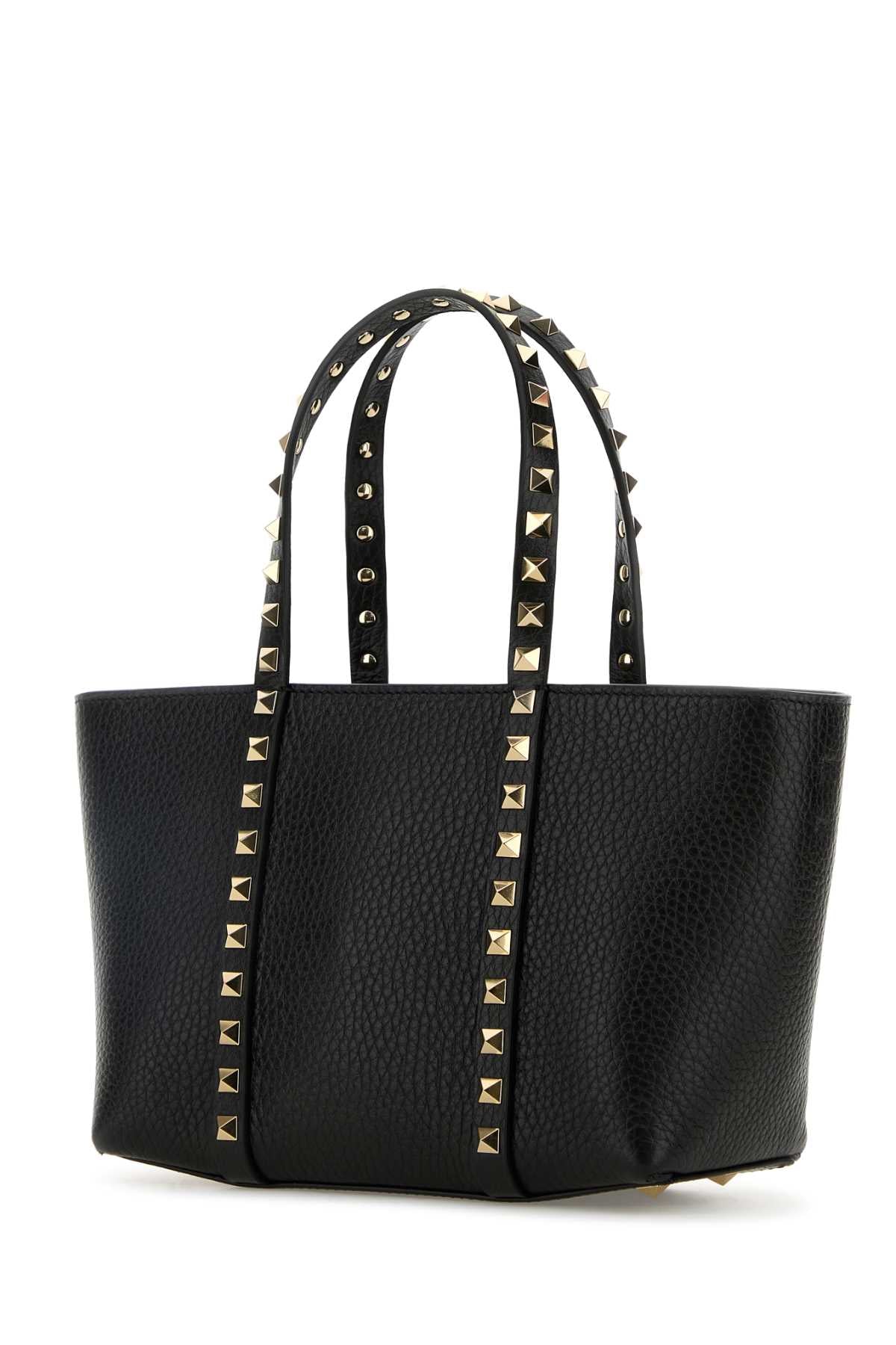 Valentino Garavani Women Black Leather Medium Rockstud Handbag by Luosophy