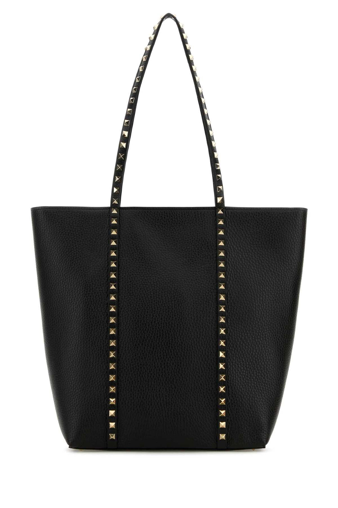 Valentino Garavani Women Black Leather Rockstud Shopping Bag by Luosophy