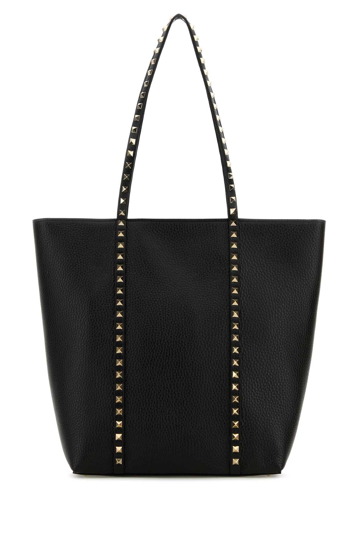 Valentino Garavani Women Black Leather Rockstud Shopping Bag by Luosophy