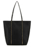 Valentino Garavani Women Black Leather Rockstud Shopping Bag by Luosophy