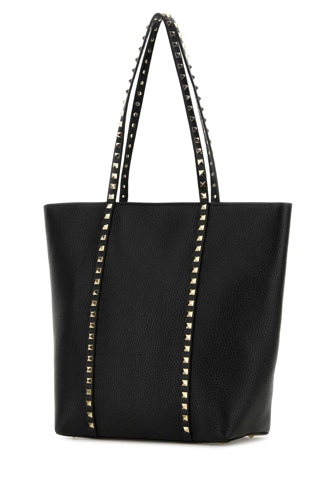 Valentino Garavani Women Black Leather Rockstud Shopping Bag by Luosophy