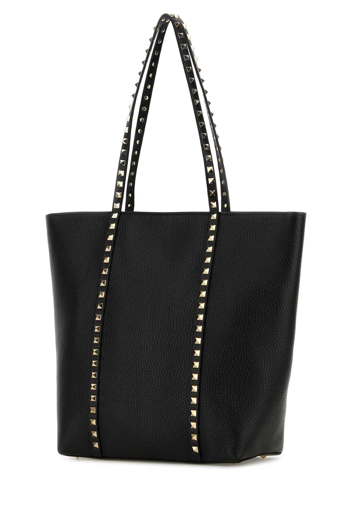 Valentino Garavani Women Black Leather Rockstud Shopping Bag by Luosophy
