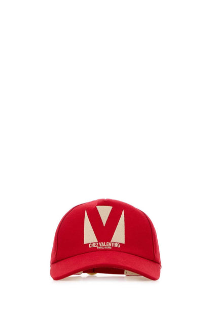 Valentino Garavani Women Red Cotton Baseball Cap by Luosophy