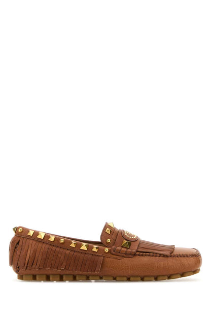 Valentino Garavani Women Caramel Leather Plaster Caster Loafers by Luosophy