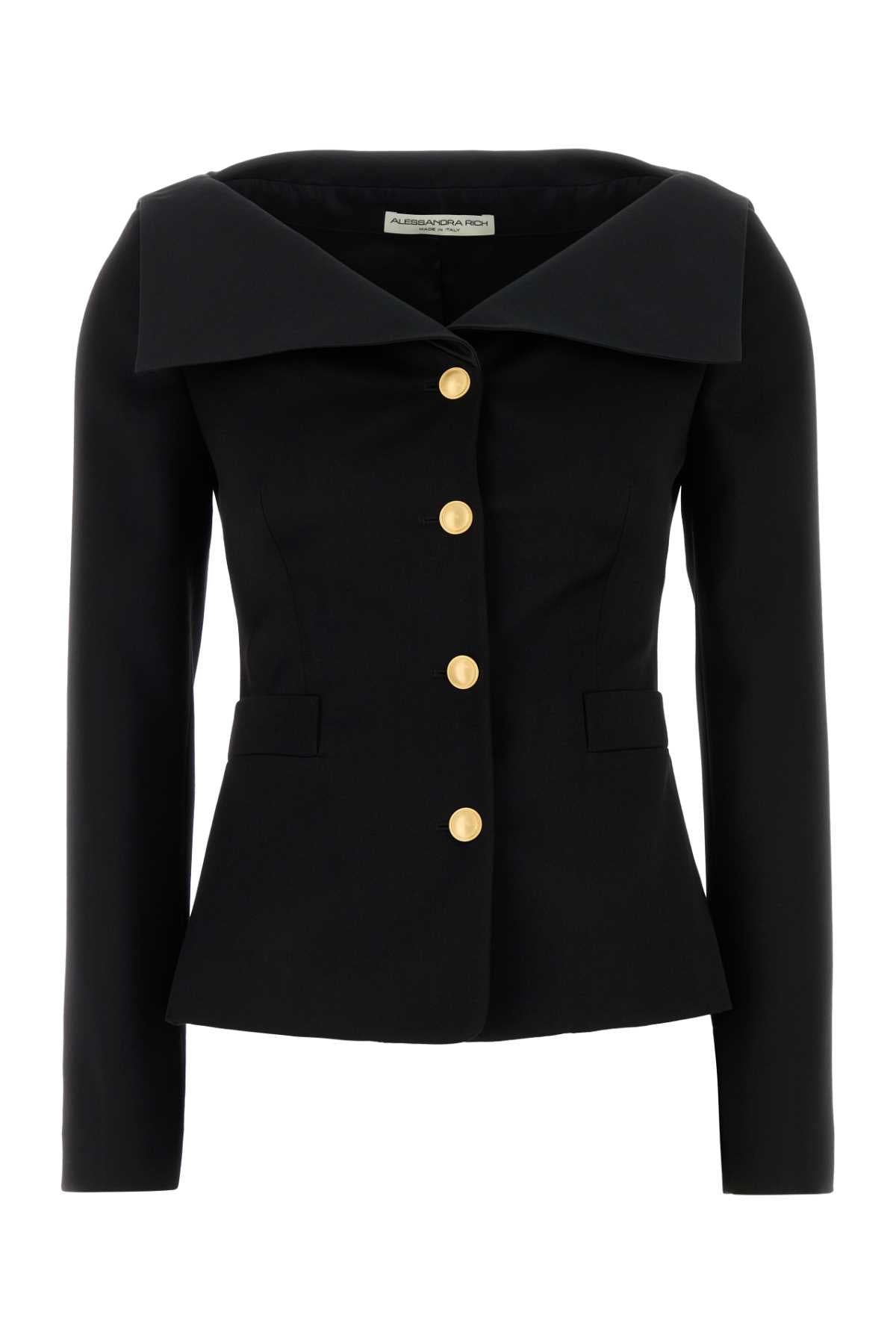 Alessandra Rich Women Black Wool Blazer by Luosophy