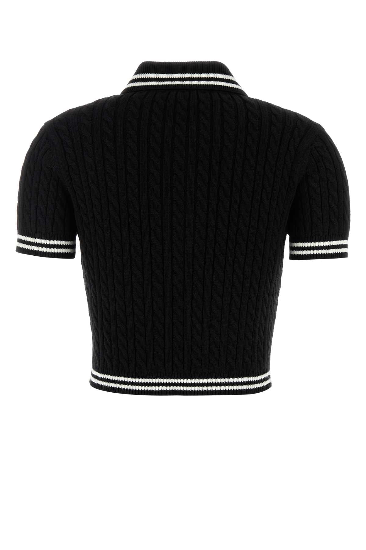 Alessandra Rich Women Black Cotton Polo Shirt by Luosophy