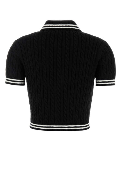 Alessandra Rich Women Black Cotton Polo Shirt by Luosophy