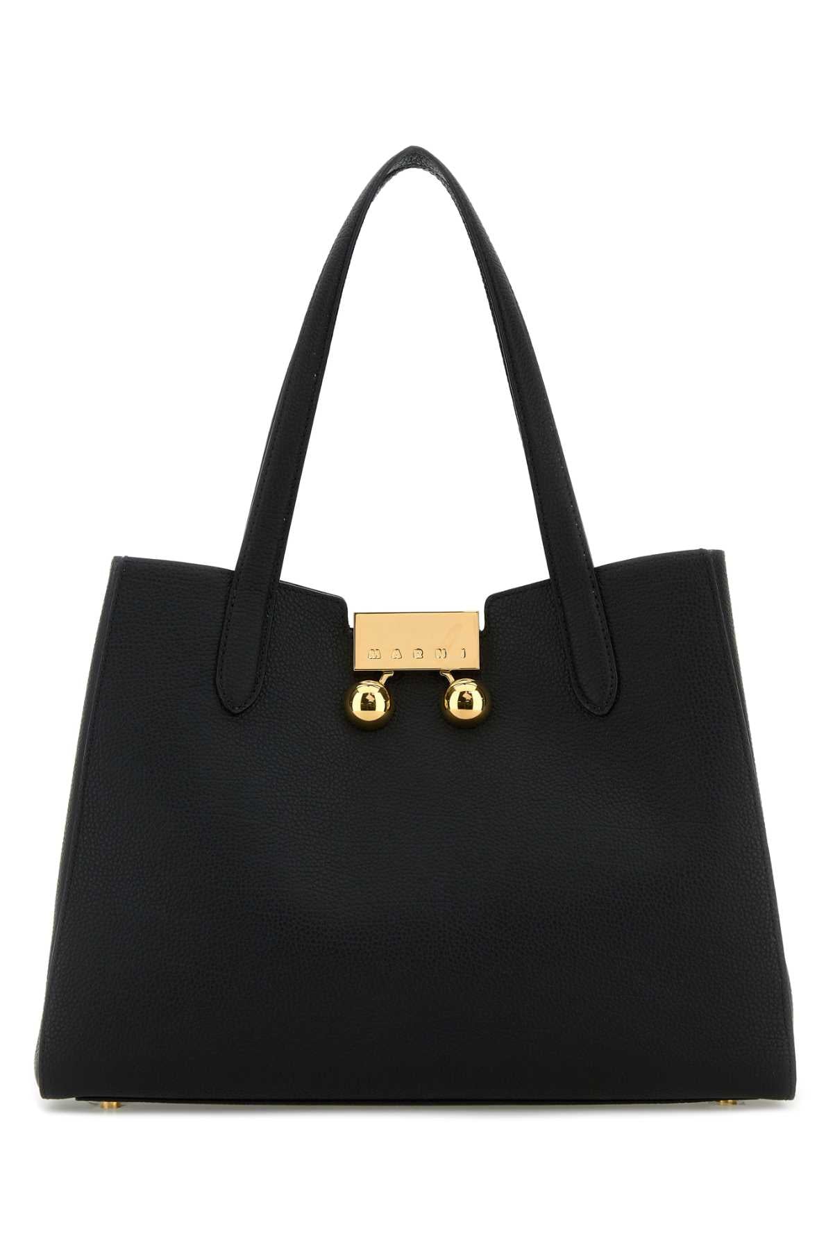 Marni Women Black Leather Trunkaroo Shoulder Bag by Luosophy