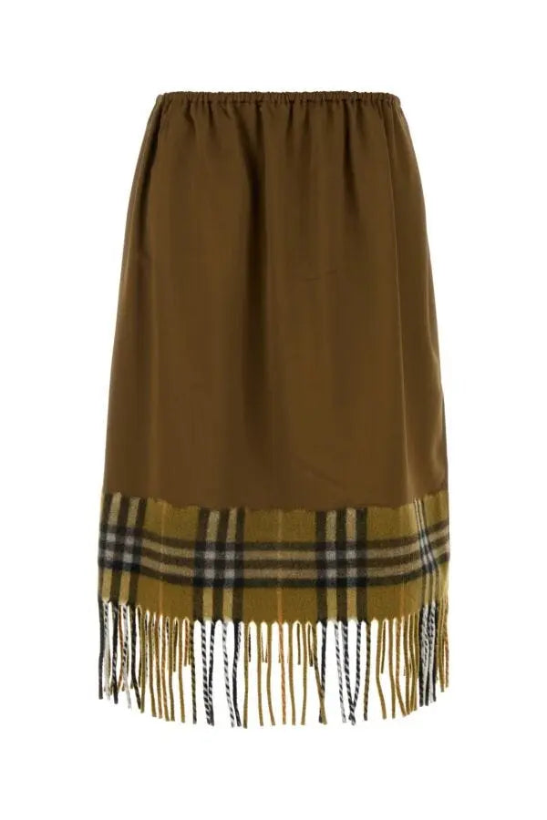 Burberry Women Biscuit Satin Skirt 