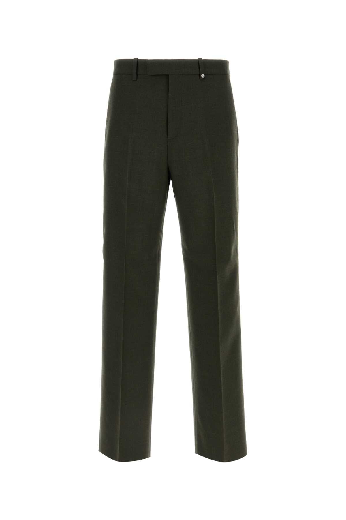 Burberry Men Bottle Green Wool Pant by Luosophy
