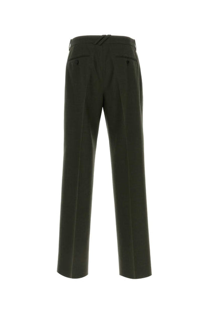 Burberry Men Bottle Green Wool Pant by Luosophy